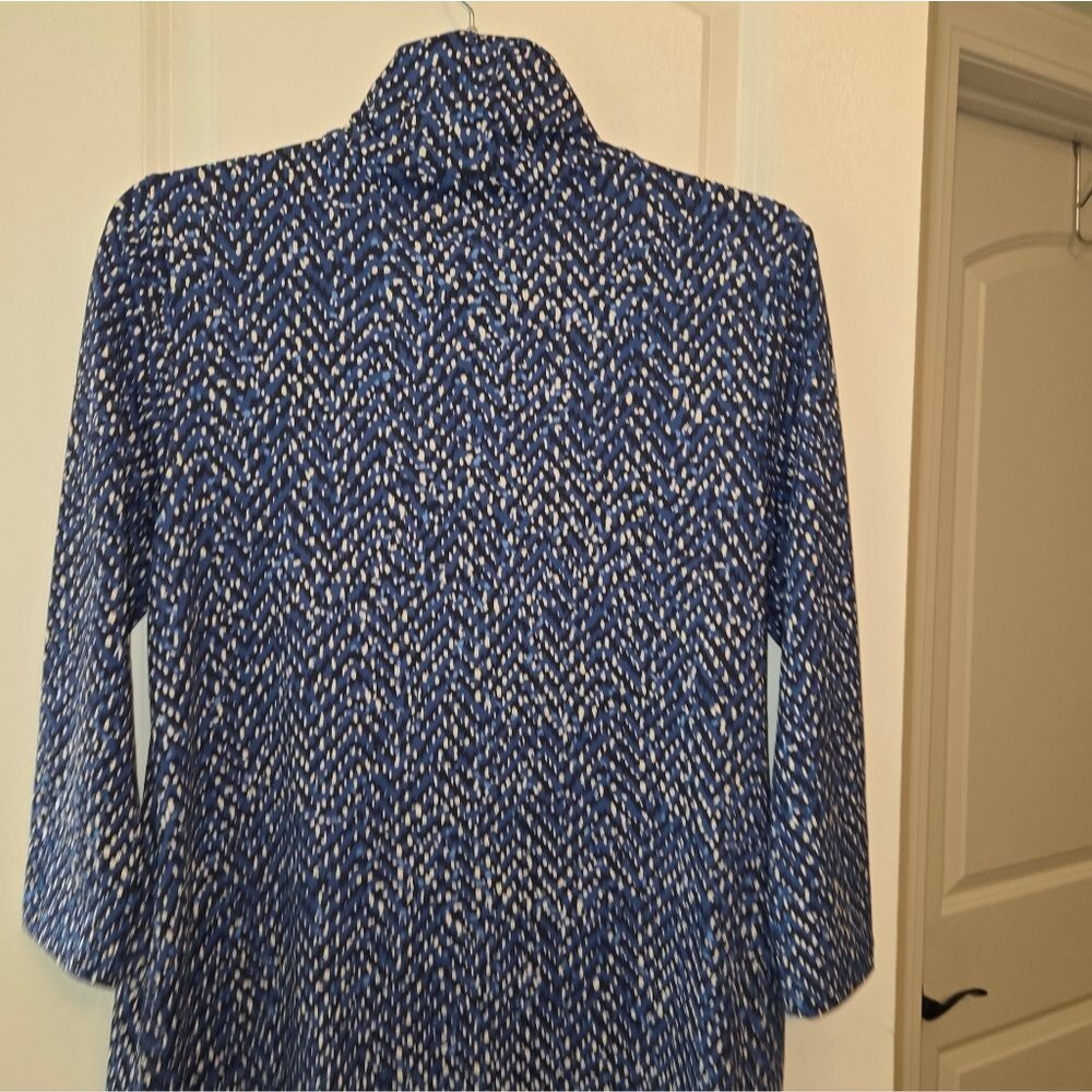 J. McLaughlin Blue Dot Mock Neck Stretchy Dress - Picture 10 of 11